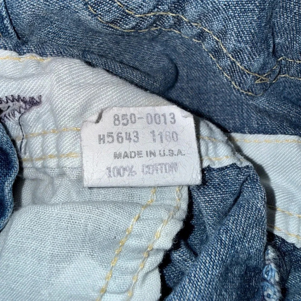 Vintage OshKosh B'Gosh Denim Overalls 24M Made USA Baby Toddler Blue Jean
